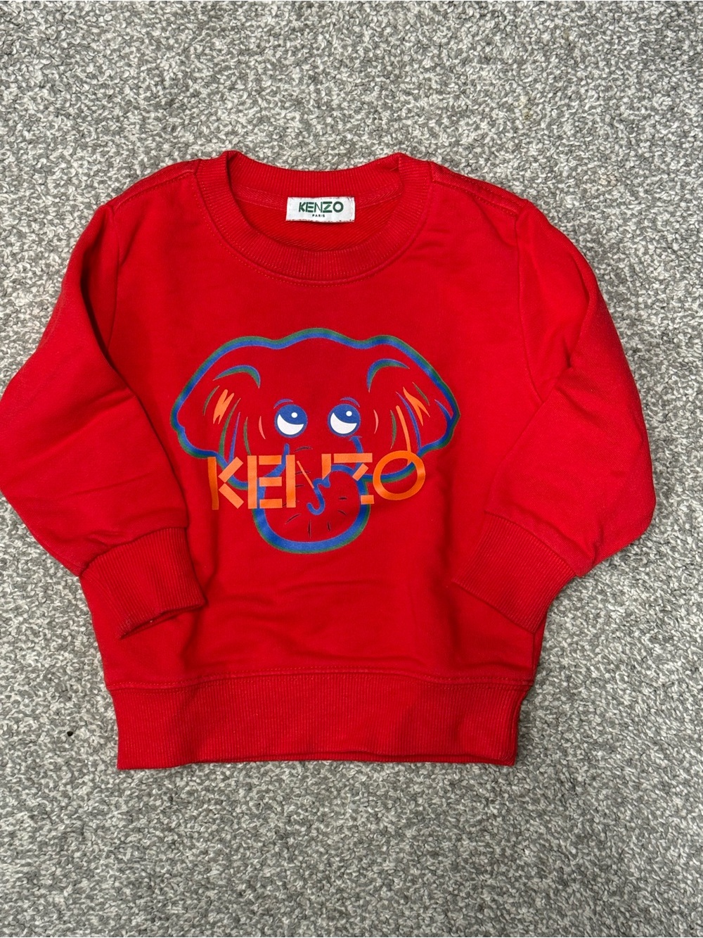Kenzo Kids Bright Red Elephant Logo Crew Sweatshirt